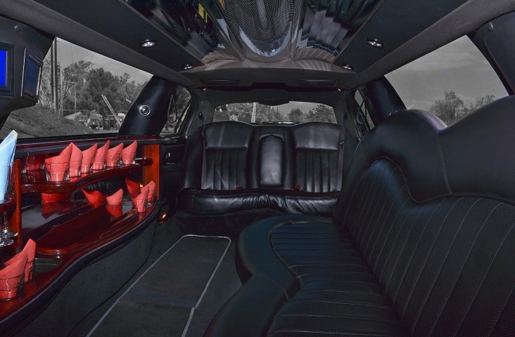 8 passenger black limo interior